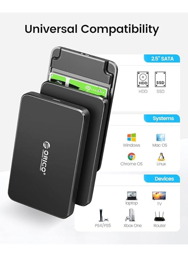 Orico USB 3.0 External Hard Drive Enclosure for 2.5-inch SATA HDD & SSD - High Speed 5Gbps UASP Supported Case, Tool-Free Design - Image 3